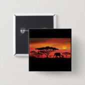 Elephant Sunset Vierkante Button 5,1 Cm (Voorkant /achterkant)