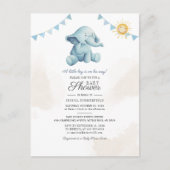 Elephant Sunshine Waterverf Boy Baby shower Uitnodiging Briefkaart (Voorkant)