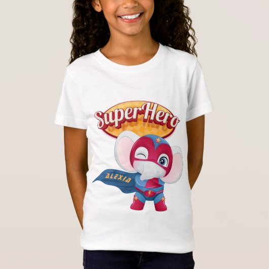 🦸 ♀️ Elephant Superheld Custom Name T-shirt (Voorkant)