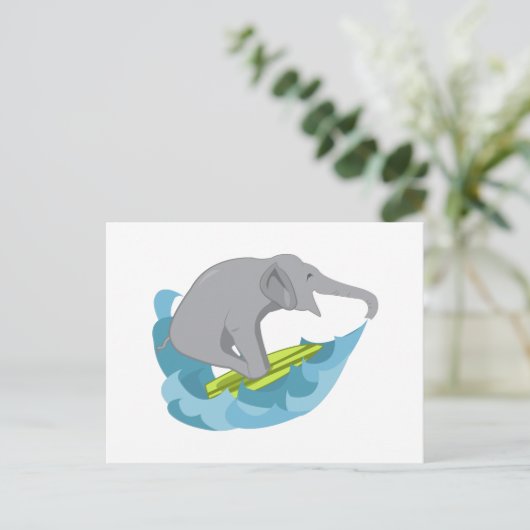Elephant Surfer Briefkaart (Staand voorkant)