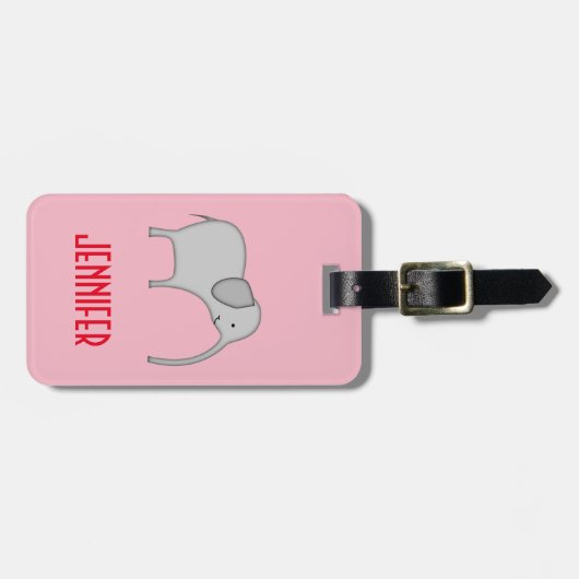 Elephant-teken voor het klitten, persoonlijke naam bagagelabel (Voorkant horizontaal)