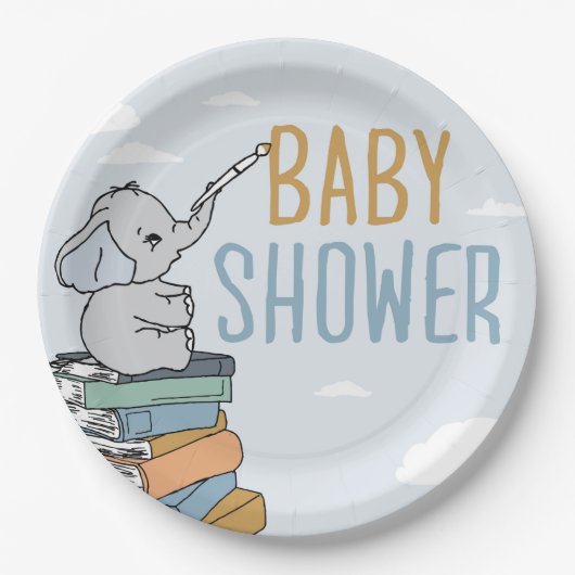 Elephant tekent iets Baby shower Elephant Cute Papieren Bordje (Voorkant)