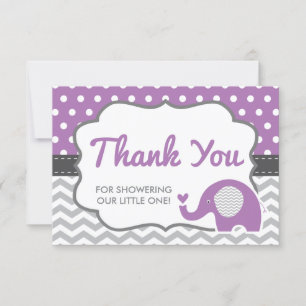 Elephant Thank You Card, BEWERKBARE KLEUR Bedankkaart