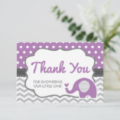 Elephant Thank You Card, BEWERKBARE KLEUR Bedankkaart (Staand voorkant)