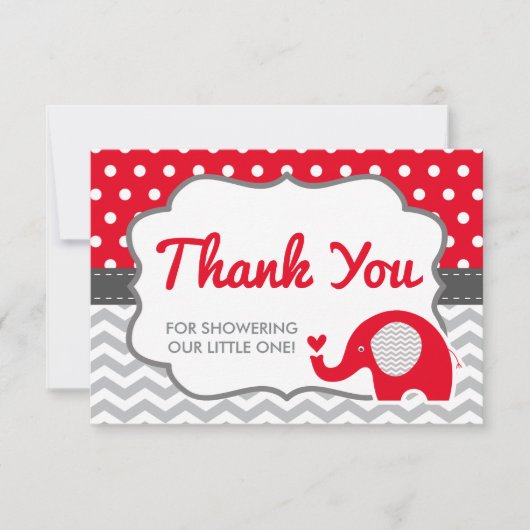 Elephant Thank You Card, BEWERKBARE KLEUR Bedankkaart (Voorkant)