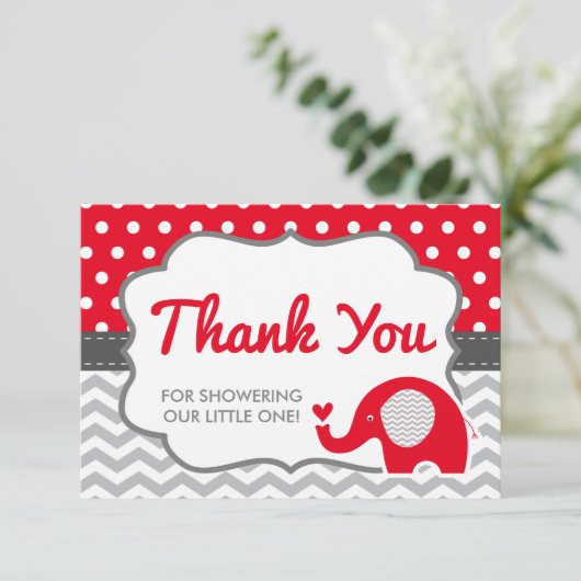 Elephant Thank You Card, BEWERKBARE KLEUR Bedankkaart (Staand voorkant)