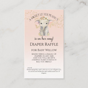 Elephant Thema Luier Raffle Baby Meisje Douche Visitekaartje