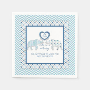 Elephant Theme Boy Baby shower Decor Personalized Servetten