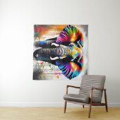 Elephant Theme Party Photo Backdrop Wandkleed (In Situ (horizontaal))