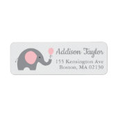 Elephant Theme Retouradreslabels in het roze Etiket (Voorkant)