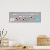Elephant Theme Twin Boy & Girl Baby shower Banner Poster (Keuken)