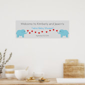 Elephant Theme Twin Boys Baby shower Banner Poster (Keuken)
