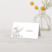 Elephant Themed Baby Shower Place Cards Plaatskaartje (Voorkant)