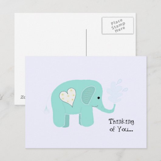 Elephant Thinking of You Briefkaart (Voorkant / Achterkant)
