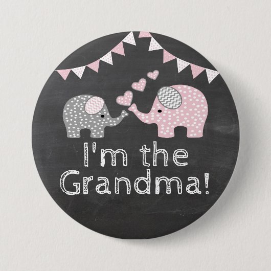 Elephant ThMED Baby shower  | Ik ben de oma Ronde Button 7,6 Cm (Voorkant)