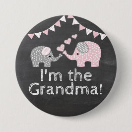 Elephant ThMED Baby shower  | Ik ben de oma Ronde Button 7,6 Cm