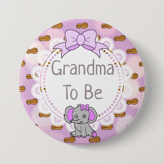 Elephant Thmed Grandma om Baby shower te worden Ronde Button 7,6 Cm (Voorkant)