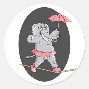 Elephant Tightrope Walker Ronde Sticker
