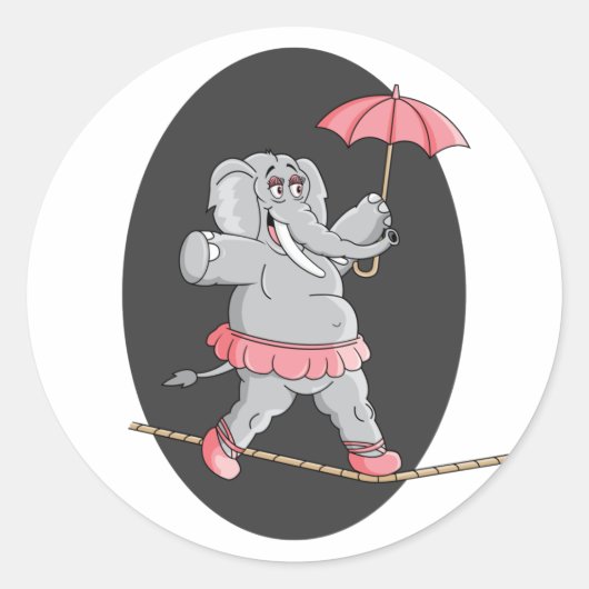 Elephant Tightrope Walker Ronde Sticker (Voorkant)