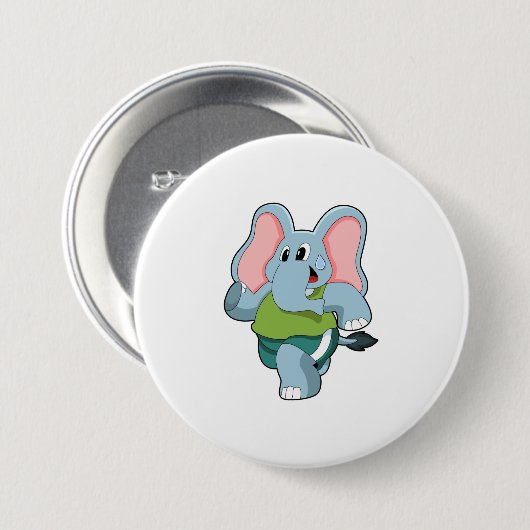 Elephant tijdens Running Ronde Button 7,6 Cm (Voorkant /achterkant)