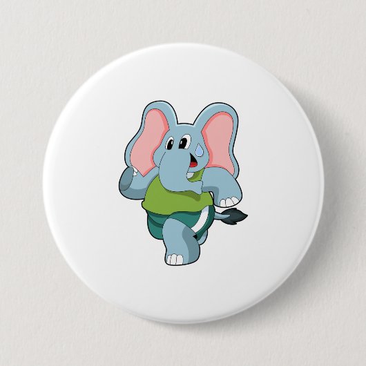 Elephant tijdens Running Ronde Button 7,6 Cm (Voorkant)