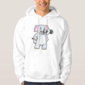 Elephant tijdens strakke training met Dumbbell Hoodie (Voorkant)