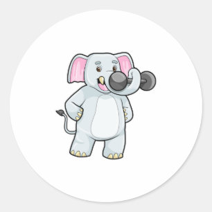 Elephant tijdens strakke training met Dumbbell Ronde Sticker