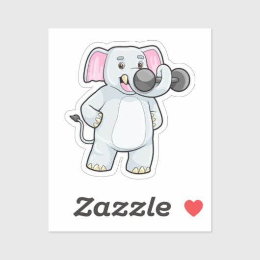 Elephant tijdens strakke training met Dumbbell Sticker (Vel)