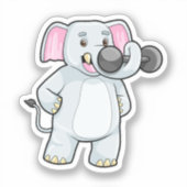 Elephant tijdens strakke training met Dumbbell Sticker (Voorkant)