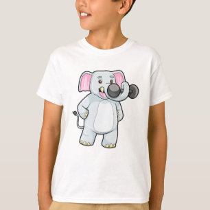 Elephant tijdens strakke training met Dumbbell T-shirt