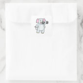 Elephant tijdens strakke training met Dumbbell Vierkante Sticker (Tas)