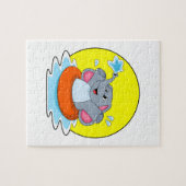 Elephant tijdens zwemmen met Lifebuoy Legpuzzel (Horizontaal)