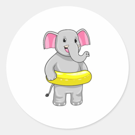 Elephant tijdens zwemmen met Lifebuoy Ronde Sticker (Voorkant)