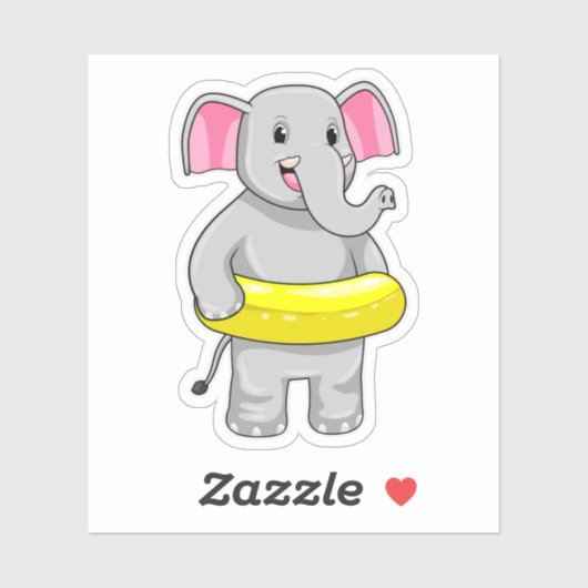 Elephant tijdens zwemmen met Lifebuoy Sticker (Vel)