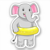 Elephant tijdens zwemmen met Lifebuoy Sticker (Voorkant)