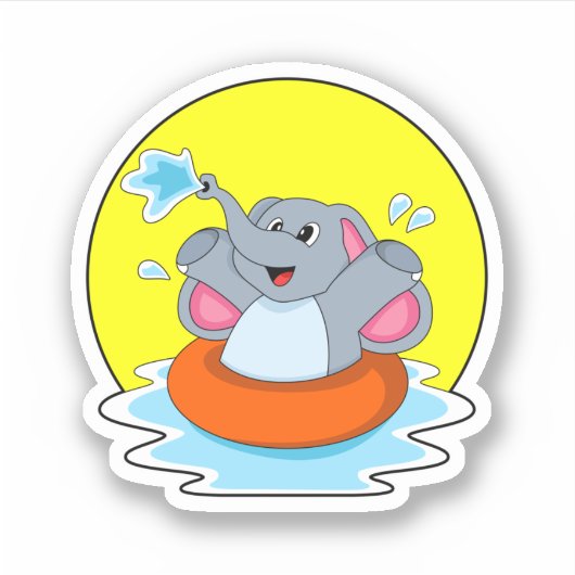 Elephant tijdens zwemmen met Lifebuoy Sticker (Voorkant)
