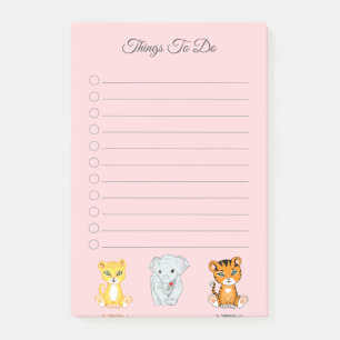 Elephant, tijger en luipaard voor roze dingen om t post-it® notes