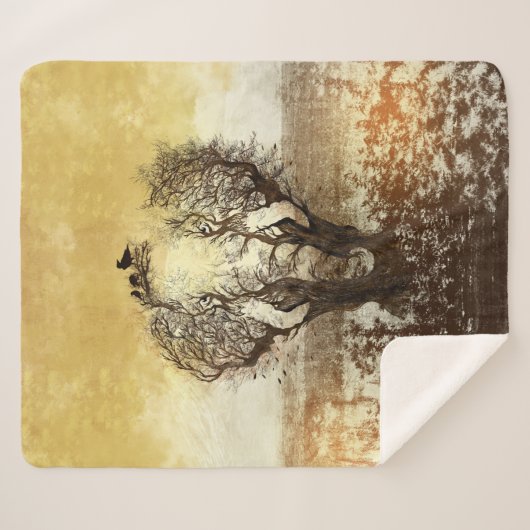 Elephant Tree Abstract Sherpa Deken (Voorkant (horizontaal))