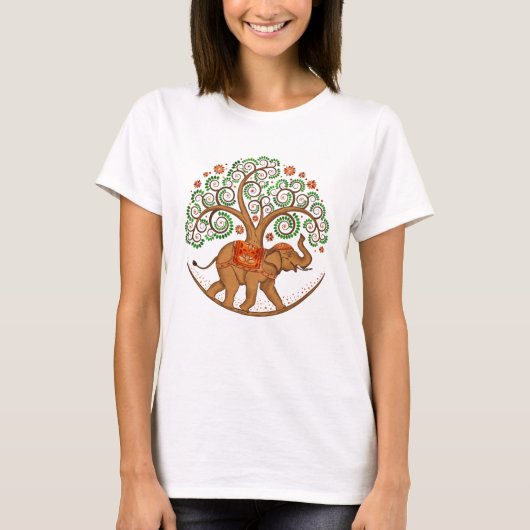 Elephant Tree in Mandala T-Shirt (Voorkant)