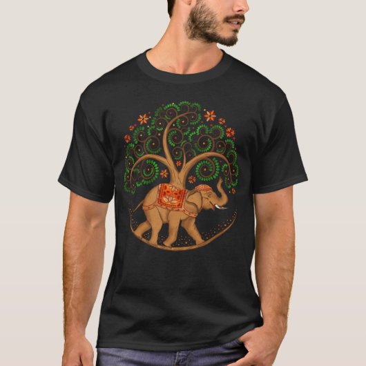 Elephant Tree of life in Mandala T-shirt (Voorkant)