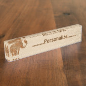 Elephant Tribal Art Design Desk Naambordje (Zijkant)