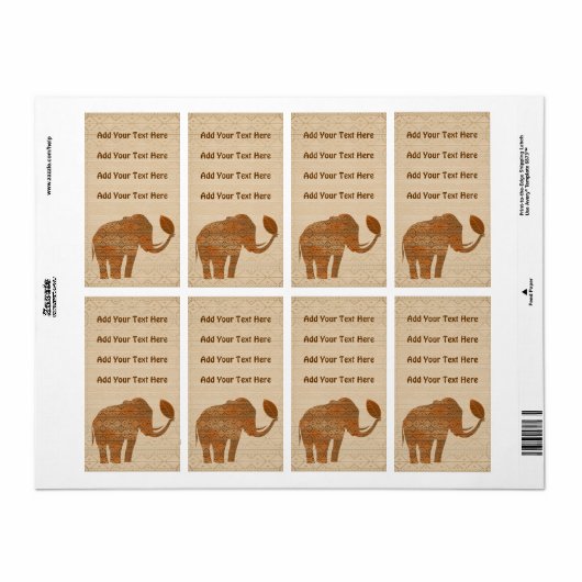 Elephant Tribal Art Design Labels (Full Sheet)