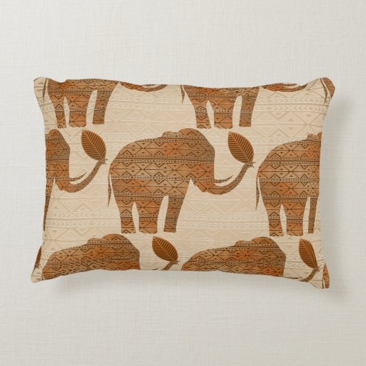 Elephant Tribal Kunstontwerp Accent Kussen (Achterkant)