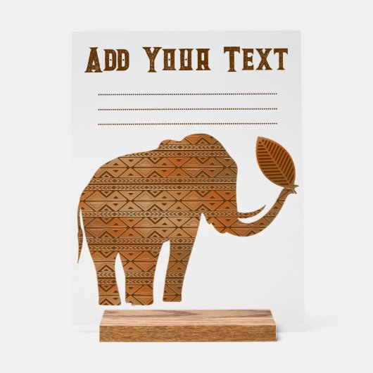 Elephant Tribal Kunstontwerp Acryl Bord (Voorkant)
