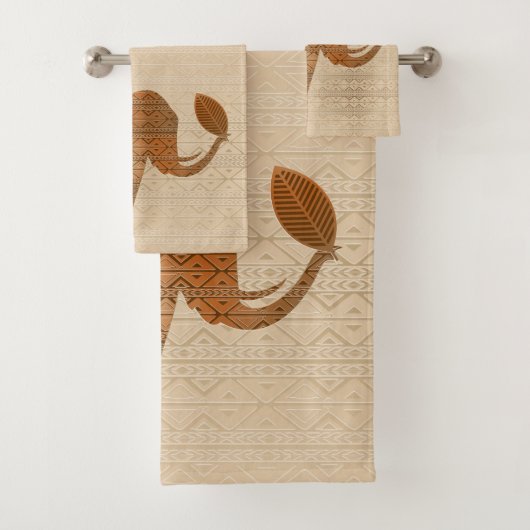 Elephant Tribal Kunstontwerp Bad Handdoek (Insitu)