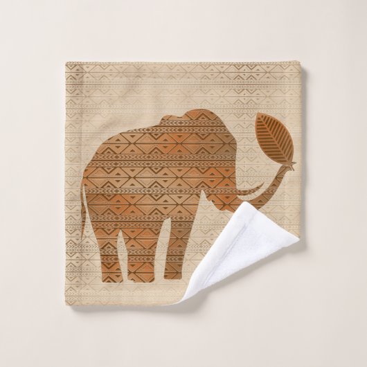 Elephant Tribal Kunstontwerp Bad Handdoek (Wasdoekje)