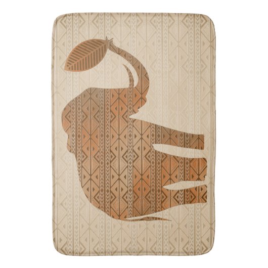 Elephant Tribal Kunstontwerp Badmat (Voorkant Verticaal)