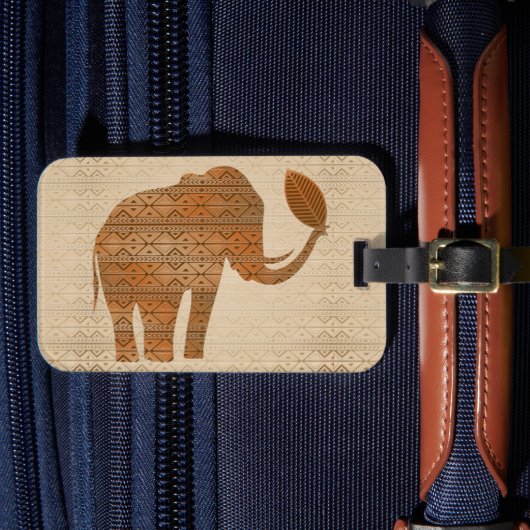 Elephant Tribal Kunstontwerp Bagagelabel (Voorkant Insitu 4)