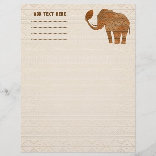Elephant Tribal Kunstontwerp Briefhoofd (Voorkant)