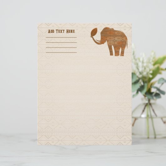 Elephant Tribal Kunstontwerp Briefhoofd (Staand voorkant)